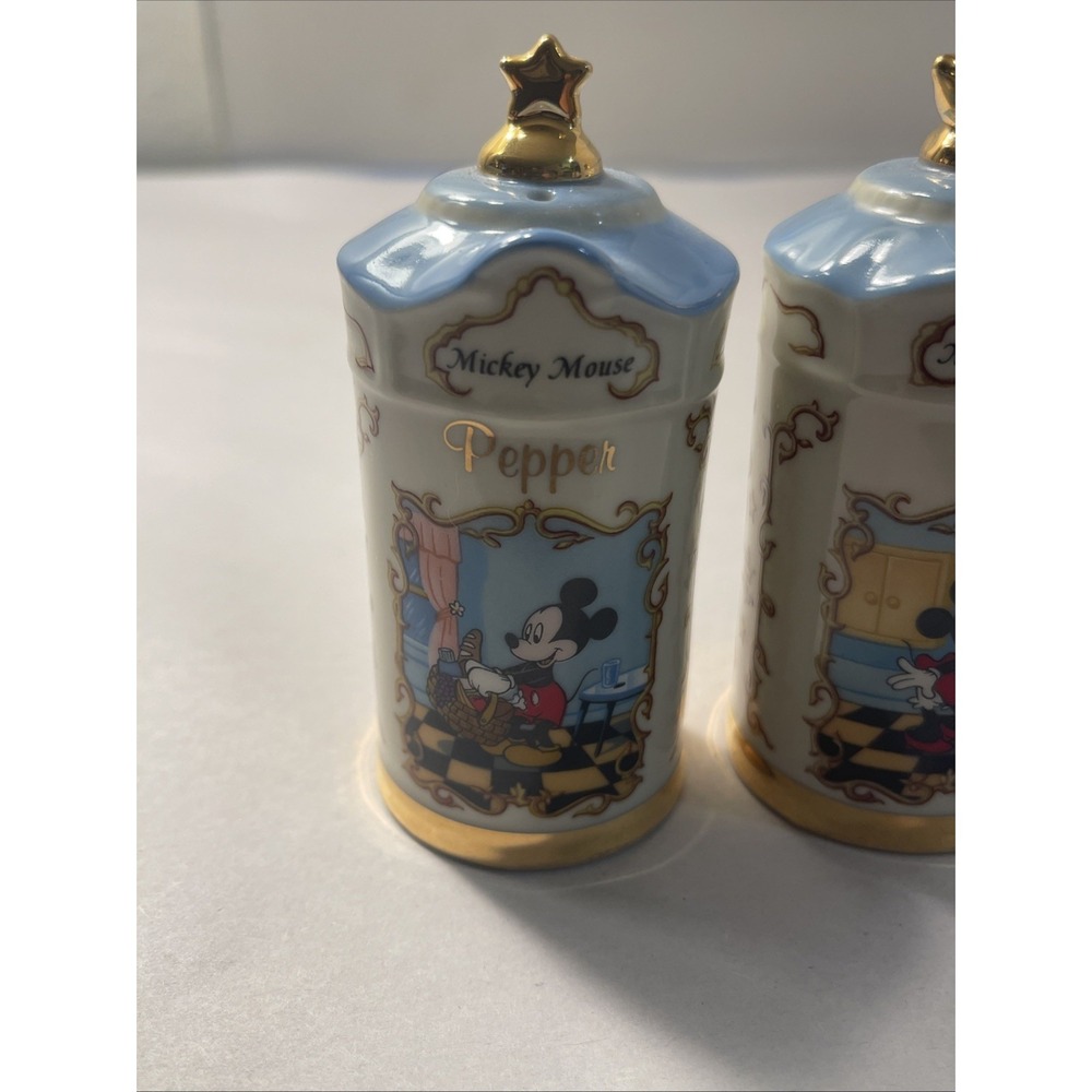 Disney Spice Jar Collection Mickey Salt & Minnie Pepper Jar 1997 Lenox Porcelain - Picture 2 of 13